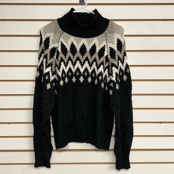 GB Fair Isle‎ Mock Neck Knit Sweater SEE DETAILS REGARDING COLOR OF SWEATER. - Picture 1 of 9